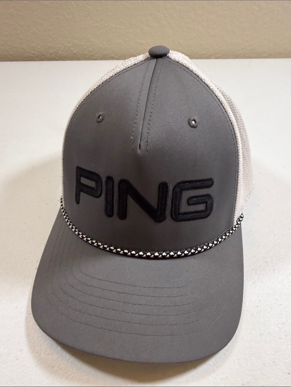 PING Charcoal Front with White Mesh Trucker Cap